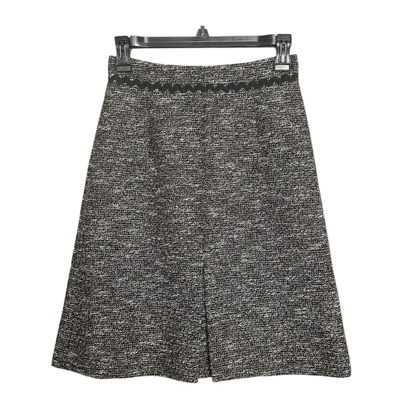 L.K. Bennett Rory Skirt SZ 2 Blk/White Classic Tweed Preppy Office Grandma - Picture 1 of 7